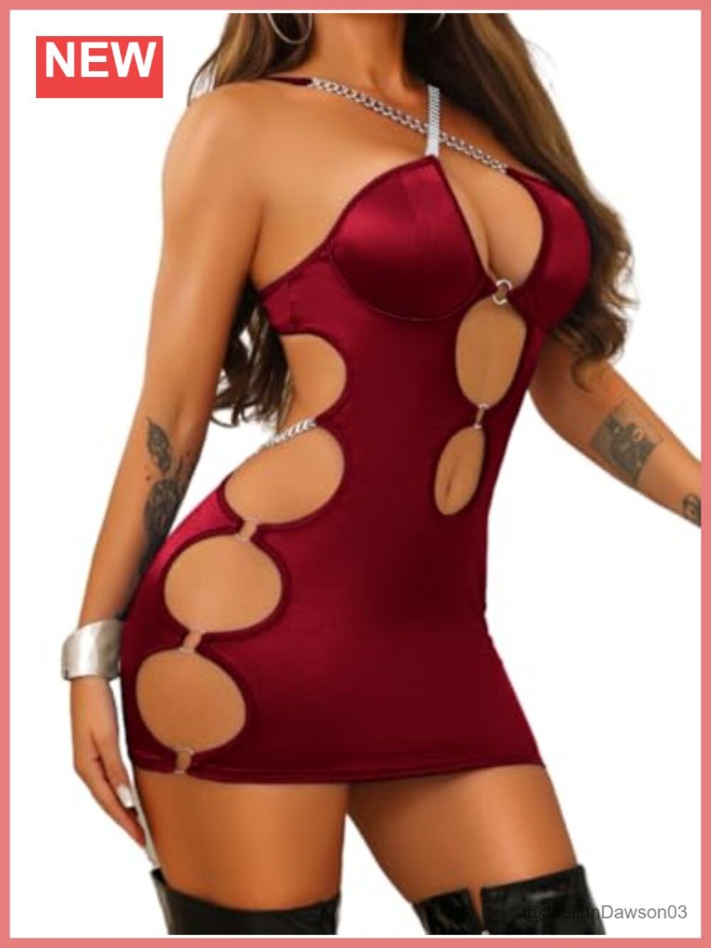 Sexy Deep V Cut Out Halter Bodycon Mini Dress Club Night Out